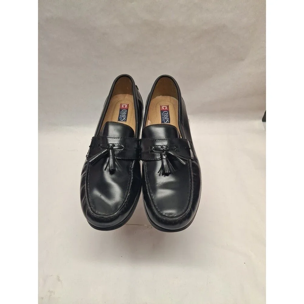 CHAPS Mens Loafer Dress Shoes Black 0968334 Leather Kiltie Tassel Slip On 12M